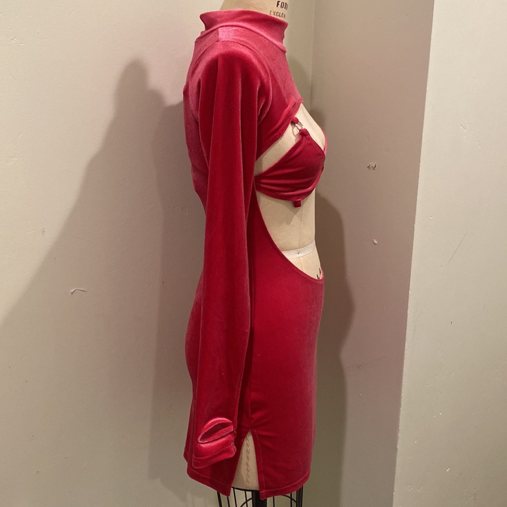 Magenta Rave Bunny Velvet Cut-Out Dress - Picture 6 of 9